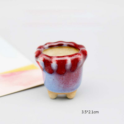 Mini stílusú durva kerámia húsos hüvelykujj-medence Jingdezhen eredeti virágos mázas kerámia, légáteresztő asztali kis virágcserepZC532