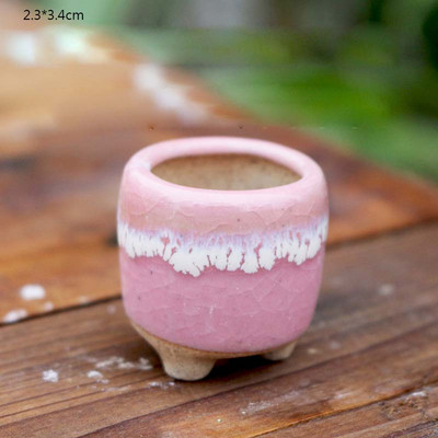 Mini stílusú durva kerámia húsos hüvelykujj-medence Jingdezhen eredeti virágos mázas kerámia, légáteresztő asztali kis virágcserepZC532