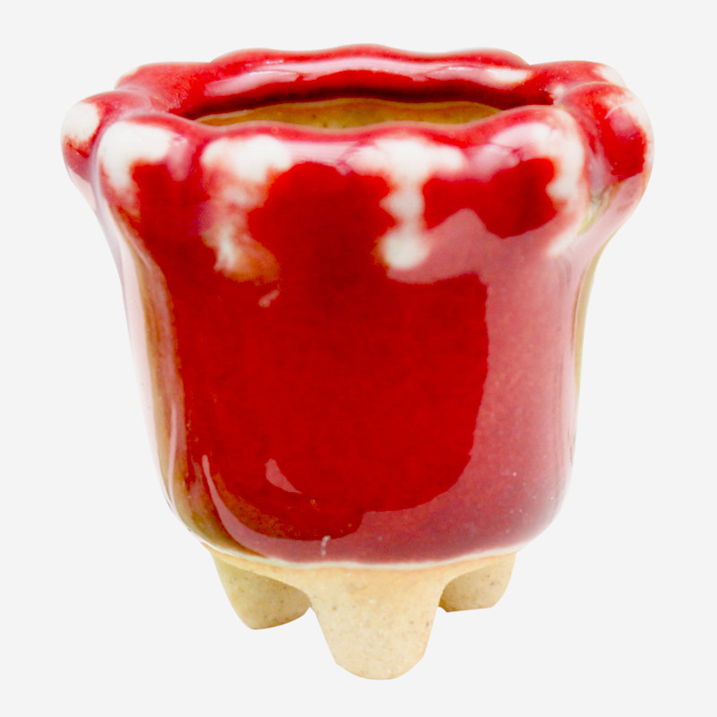 Mini stílusú durva kerámia húsos hüvelykujj-medence Jingdezhen eredeti virágos mázas kerámia, légáteresztő asztali kis virágcserepZC532