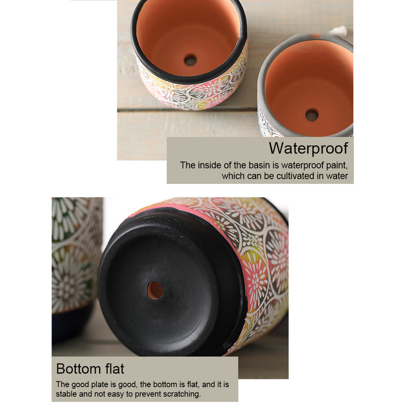 Kerámia virágcserép irodai asztali kültéri kerti kerek virágcserép vízelvezető lyukakkal Dekoratív ültetőkaktusz