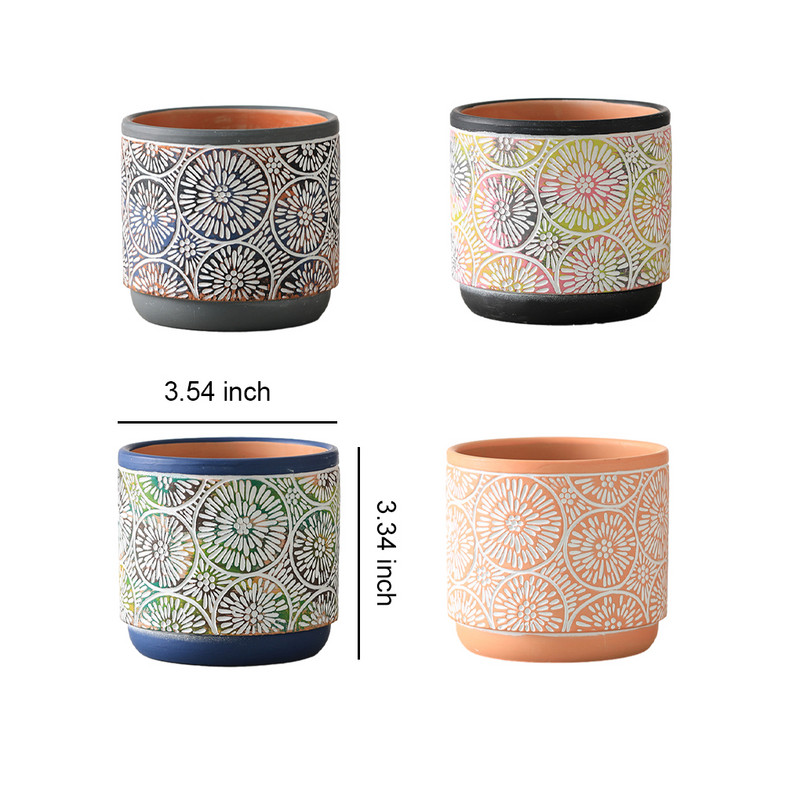 Kerámia virágcserép irodai asztali kültéri kerti kerek virágcserép vízelvezető lyukakkal Dekoratív ültetőkaktusz