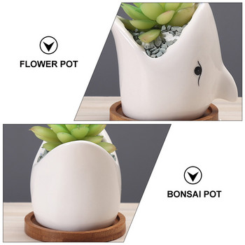 Big Mouth Shark Planter Ceramic Succulent Flowerpot Mini Bonsai Household Container