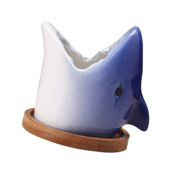 Саксия с акула с голяма уста, керамична саксия за сукуленти Мини домашен контейнер за бонсай