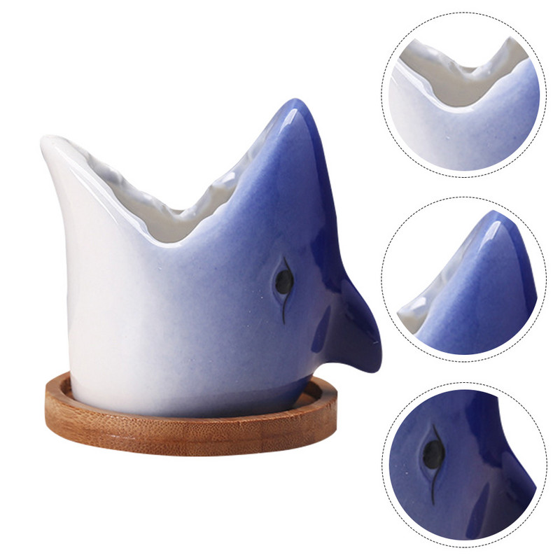 Big Mouth Shark Planter kerámia zamatos virágcserép mini bonsai háztartási konténer