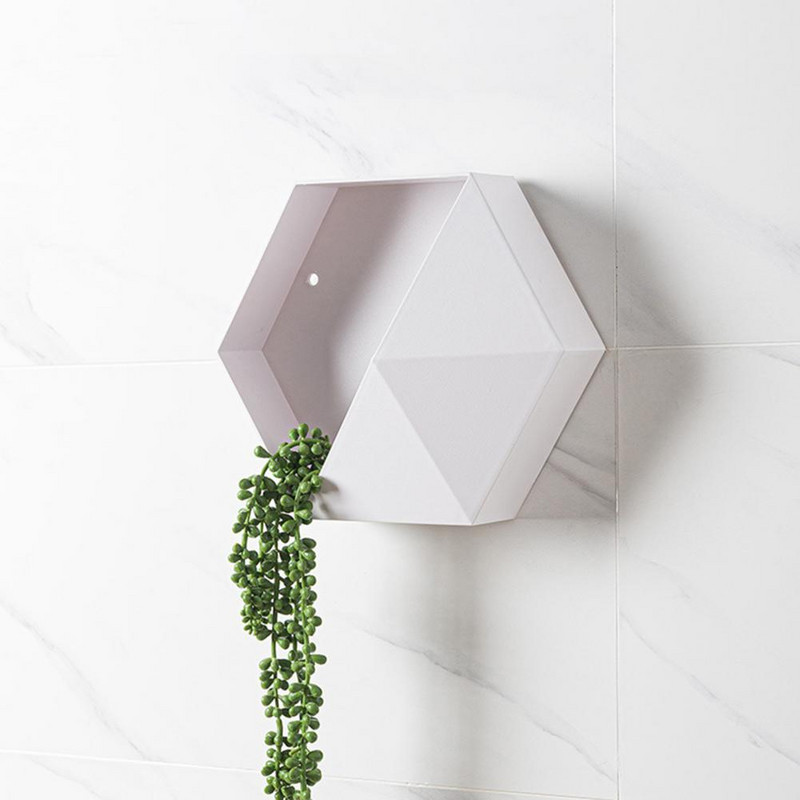 Hatszögletű falra akasztós virágcserép barkácsolás geometriai falra szerelhető virágtartó virágcserepes szoba tároló állvány zamatos virágtartó lakberendezés