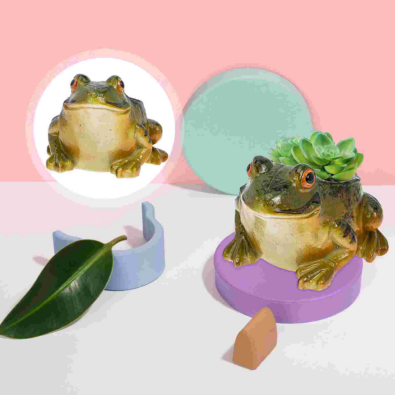 Succulent Green Pot Terrárium Kerámia Virágültető Elegáns Tartály Bonsai Virágcserepek Kerámiák Béka alakú kis dekorok