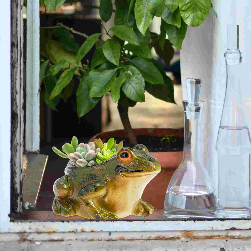 Succulent Green Pot Terrárium Kerámia Virágültető Elegáns Tartály Bonsai Virágcserepek Kerámiák Béka alakú kis dekorok