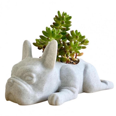 Újrafelhasználható zamatos cserép nem deformálható kiskutya cserepes dekor valósághű bulldog virágcserép ültető edény dekoratív