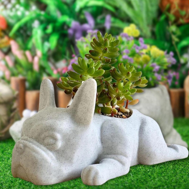 Újrafelhasználható zamatos cserép nem deformálható kiskutya cserepes dekor valósághű bulldog virágcserép ültető edény dekoratív