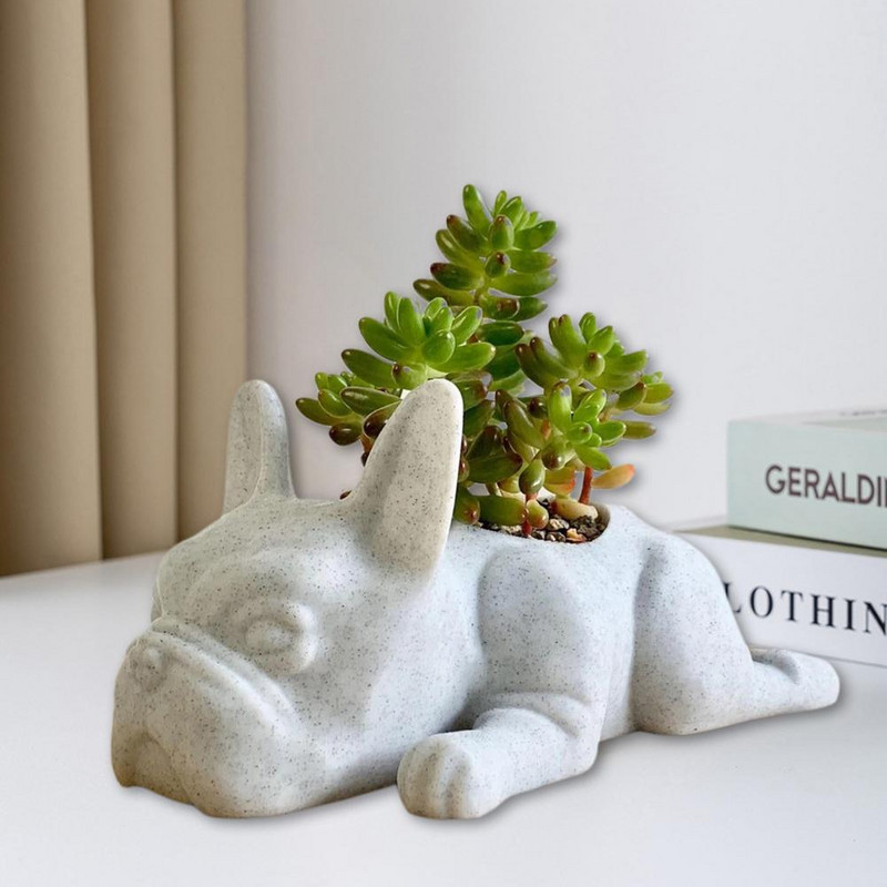 Újrafelhasználható zamatos cserép nem deformálható kiskutya cserepes dekor valósághű bulldog virágcserép ültető edény dekoratív