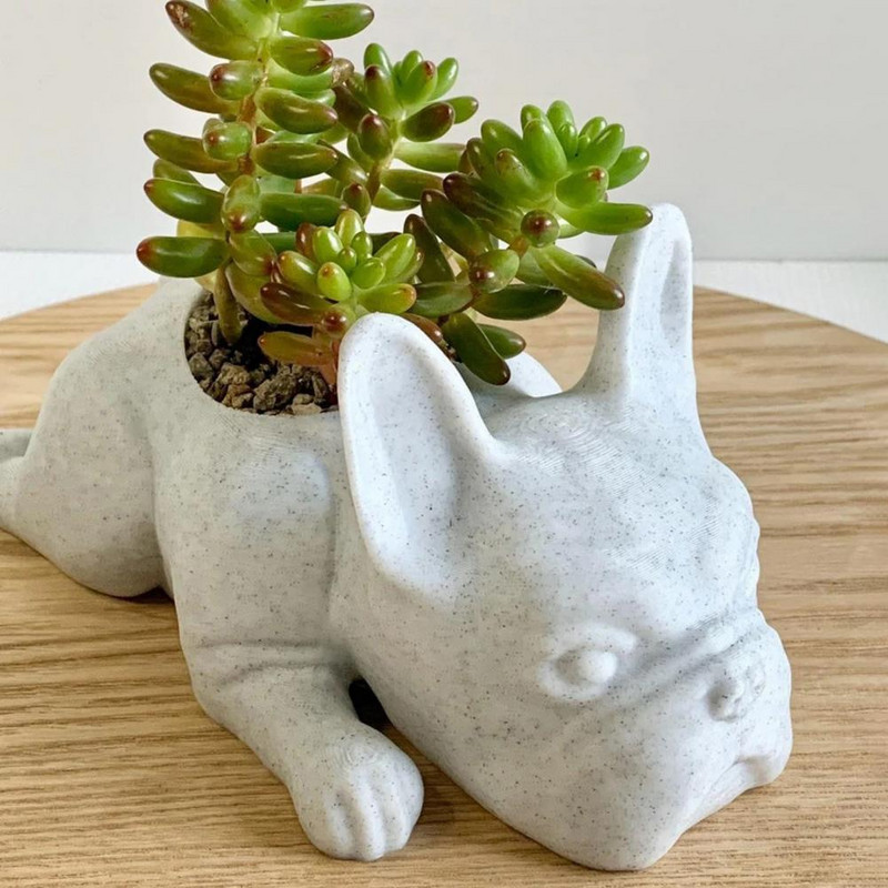 Újrafelhasználható zamatos cserép nem deformálható kiskutya cserepes dekor valósághű bulldog virágcserép ültető edény dekoratív