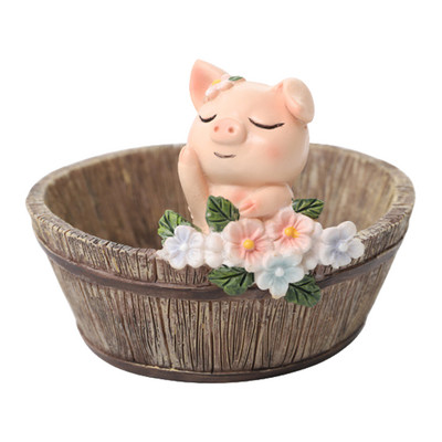 Zamatos gyantaültetvények virágkosarak és cserepek gyantafigurákkal Aranyos mini díszek és növénytartók asztalra