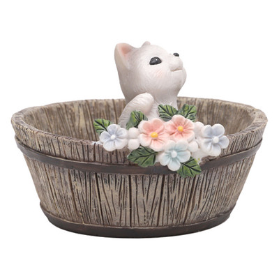 Zamatos gyantaültetvények virágkosarak és cserepek gyantafigurákkal Aranyos mini díszek és növénytartók asztalra