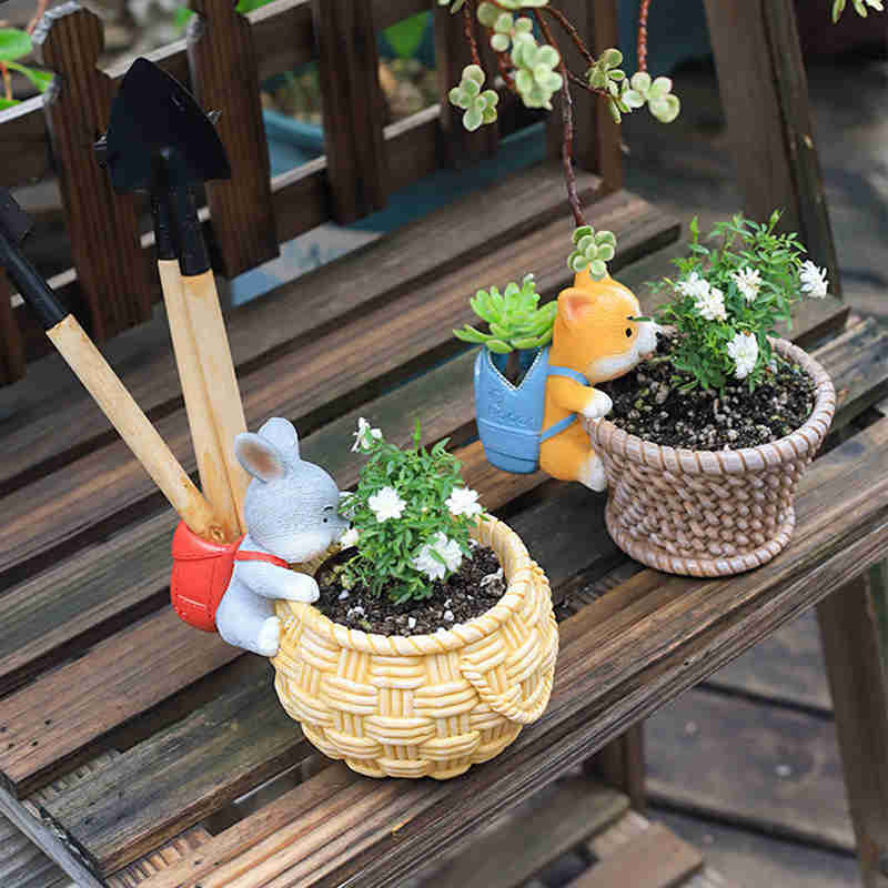 Aranyos virágcserép, nyúl alakú tárolódoboz konténer Kis gyanta ültető növény ablakpárkányon zamatos növényekhez Nappali Kezdőlap