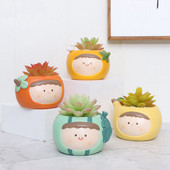 1 db rajzfilm Vicces asztali műgyanta cserepes díszek otthoni dekoráció hús virágcserep tároló ceruzatartó fej alakú váza