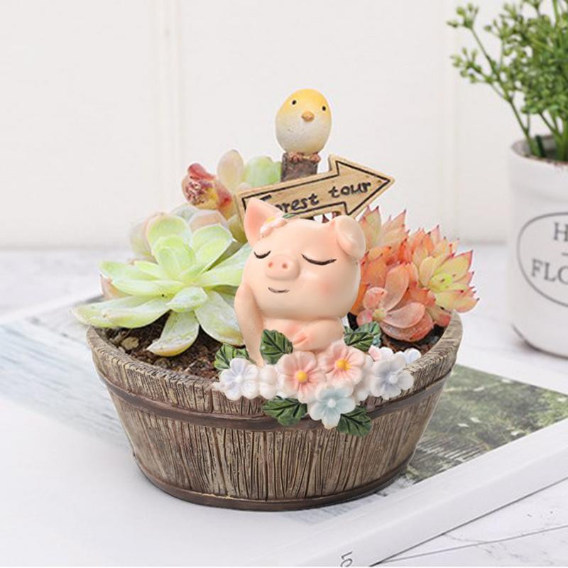 Zamatos gyantaültetőgépek Zamatos ültetőgépek és virágkosarak gyantafigurákkal Aranyos mini díszek és növénytartók