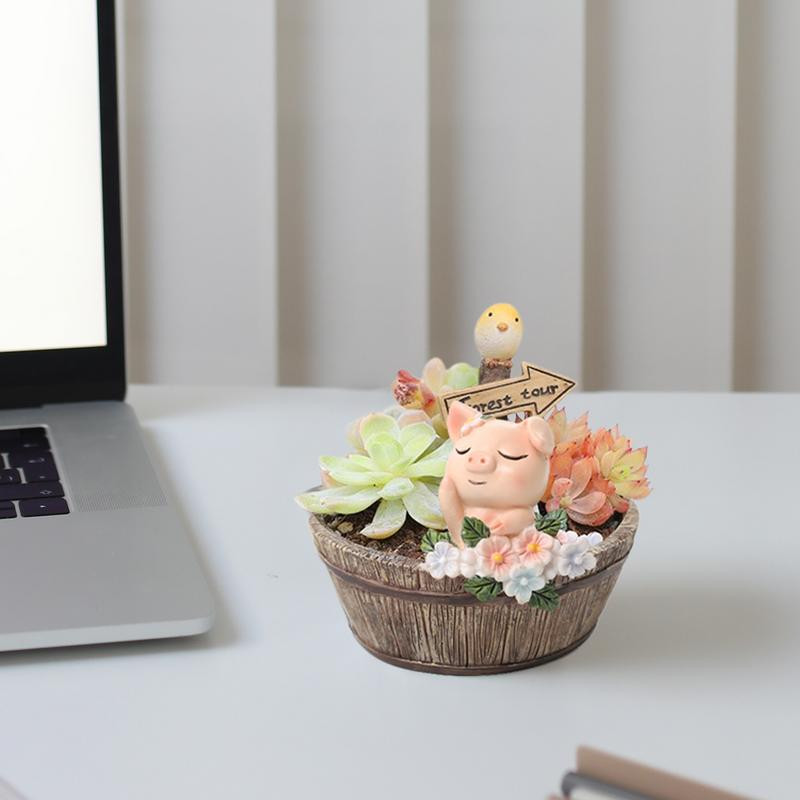 Zamatos gyantaültetőgépek Zamatos ültetőgépek és virágkosarak gyantafigurákkal Aranyos mini díszek és növénytartók