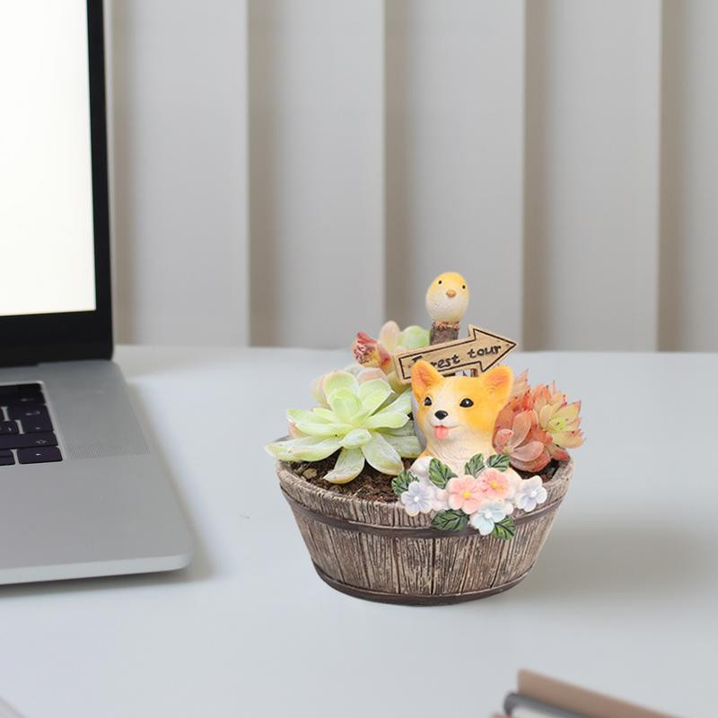 Zamatos gyantaültetőgépek Zamatos ültetőgépek és virágkosarak gyantafigurákkal Aranyos mini díszek és növénytartók