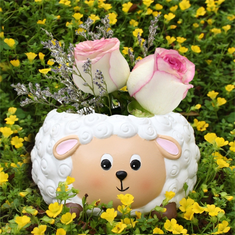 Otthon Szobrok Állati dekoráció Díszek Beltéri Szabadtéri Szobrok Gyanta figurák Aranyos virágcserepek szoba teraszra Erkély