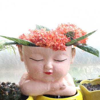 Μικρό πρόσωπο Γλάστρα μωρό Βρεφικό Κεφάλι Αστεία Χαριτωμένη Ρητίνη Εσωτερικού Εξωτερικού Χώρου Λαχανικών Βότανα Χυμώδεις φυτευτές γλάστρες Προμήθειες κηπουρικής