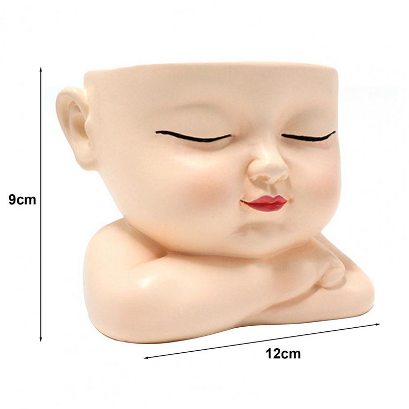 Kis arc virágcserép Baba Csecsemő Fej Vicces Aranyos Gyanta Beltéri, Kültéri Zöldségfű Zamatos cserepes kertészeti kellékek
