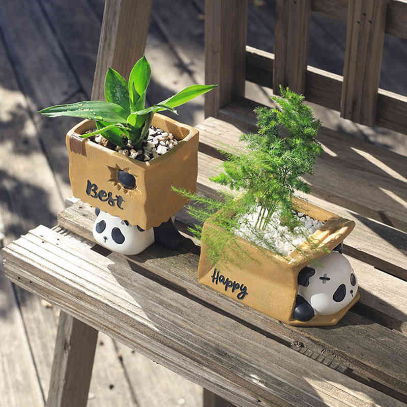 Aranyos Panda Zamatos Gyanta Virágcserep Otthon Erkély Asztali edénytartó Tolltartó Kényes kis díszek Trükkös medvetartó