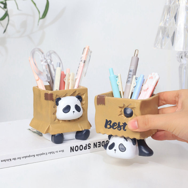 Aranyos Panda Zamatos Gyanta Virágcserep Otthon Erkély Asztali edénytartó Tolltartó Kényes kis díszek Trükkös medvetartó