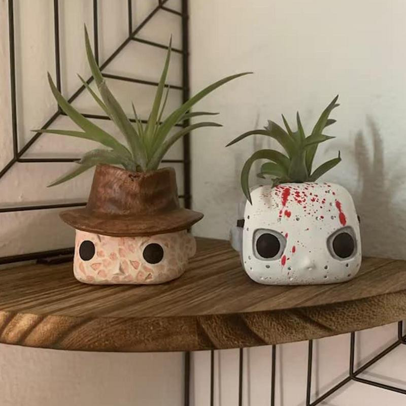 Horror film ültető Halloween mini virágcserép Vicces gyanta zamatos növénycserepek Ajándék Iroda Otthon Asztali Kert Dekoráció