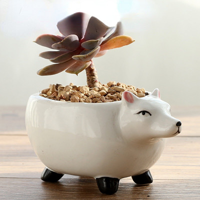 Rajzfilm orrszarvú kutya bárány róka hús kerámia virágcserép Kreatív húsüzem személyre szabott dekoráció kis díszek