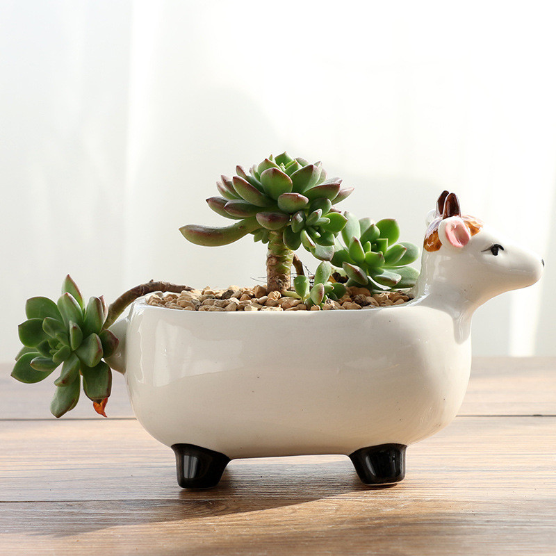 Rajzfilm orrszarvú kutya bárány róka hús kerámia virágcserép Kreatív húsüzem személyre szabott dekoráció kis díszek