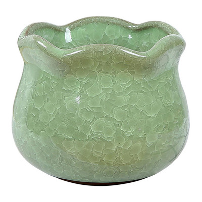 Kerámia jégrepedezett zamatos növénycserép 9,2x8,3 cm, élénk színű lefolyólyukkal a kerthez, jó hőálló ajándékok, erős