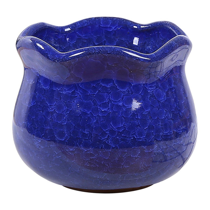 Kerámia jégrepedezett zamatos növénycserép 9,2x8,3 cm, élénk színű lefolyólyukkal a kerthez, jó hőálló ajándékok, erős