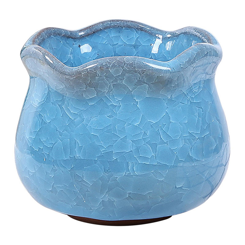 Kerámia jégrepedezett zamatos növénycserép 9,2x8,3 cm, élénk színű lefolyólyukkal a kerthez, jó hőálló ajándékok, erős