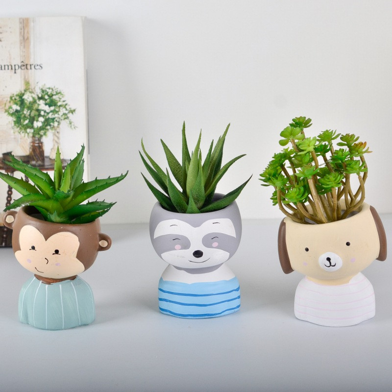 Aranyos ferde fejű baba rajzfilm kis állat aranyos kisállat virágcserép web híresség hálószoba asztaldísz darab zamatos zöld terv