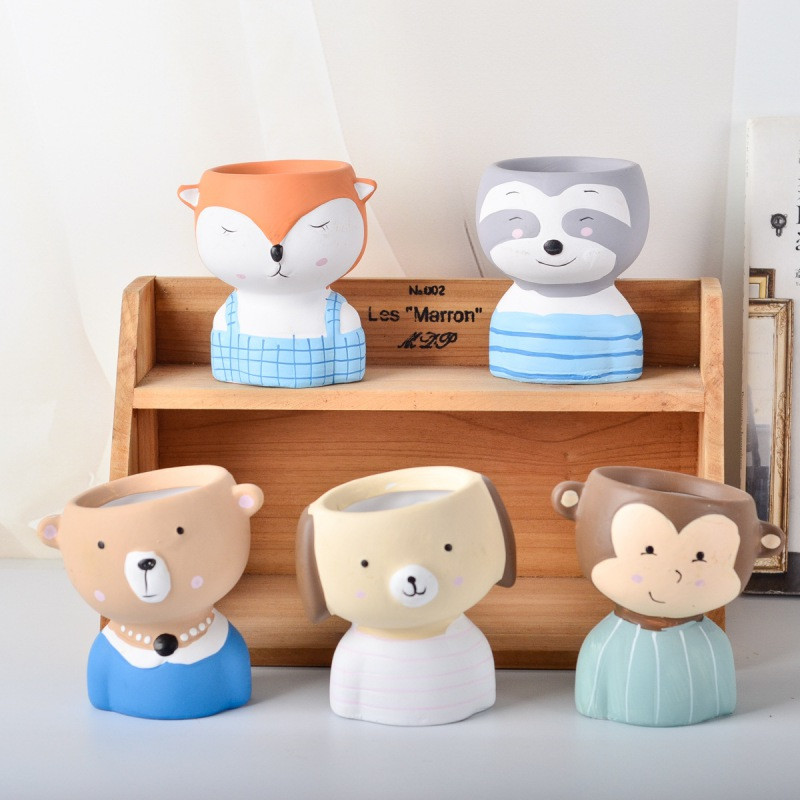 Aranyos ferde fejű baba rajzfilm kis állat aranyos kisállat virágcserép web híresség hálószoba asztaldísz darab zamatos zöld terv