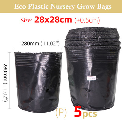 5-100db 16 Méret Fekete műanyag palánta ültető tál óvoda Légáteresztő cserép táp Növesztőzsák Kerti Zöldségtároló doboz