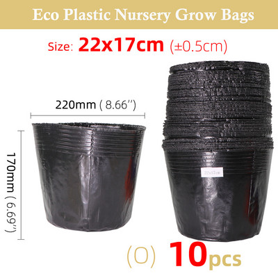 5-100db 16 Méret Fekete műanyag palánta ültető tál óvoda Légáteresztő cserép táp Növesztőzsák Kerti Zöldségtároló doboz