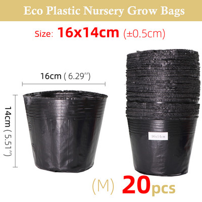 5-100db 16 Méret Fekete műanyag palánta ültető tál óvoda Légáteresztő cserép táp Növesztőzsák Kerti Zöldségtároló doboz