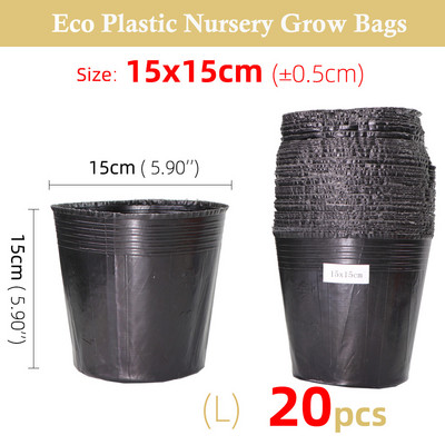 5-100db 16 Méret Fekete műanyag palánta ültető tál óvoda Légáteresztő cserép táp Növesztőzsák Kerti Zöldségtároló doboz