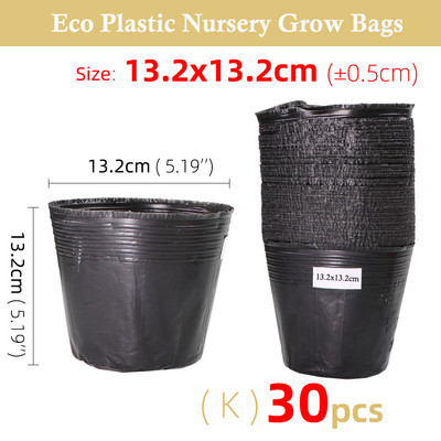 5-100db 16 Méret Fekete műanyag palánta ültető tál óvoda Légáteresztő cserép táp Növesztőzsák Kerti Zöldségtároló doboz