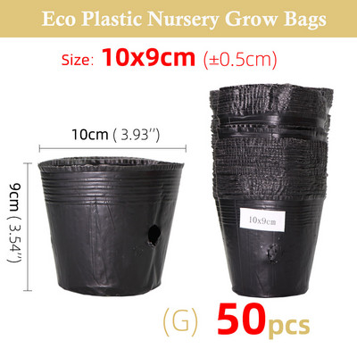 5-100db 16 Méret Fekete műanyag palánta ültető tál óvoda Légáteresztő cserép táp Növesztőzsák Kerti Zöldségtároló doboz