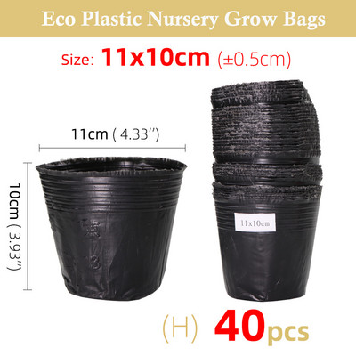 5-100db 16 Méret Fekete műanyag palánta ültető tál óvoda Légáteresztő cserép táp Növesztőzsák Kerti Zöldségtároló doboz