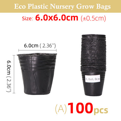 5-100db 16 Méret Fekete műanyag palánta ültető tál óvoda Légáteresztő cserép táp Növesztőzsák Kerti Zöldségtároló doboz