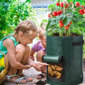 GardenTool Potato Grow Bag PE торби за отглеждане на зеленчуци с дръжка, удебелена торба за отглеждане на зеленчуци, лук и растения, саксия на открито