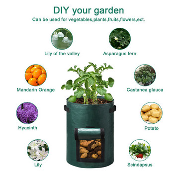 GardenTool Potato Grow Bag PE торби за отглеждане на зеленчуци с дръжка, удебелена торба за отглеждане на зеленчуци, лук и растения, саксия на открито