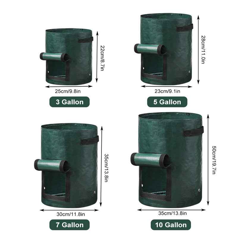 GardenTool burgonyatermesztő táska PE zöldségtermesztő zsákok fogantyúval, vastagított termesztőtáska Zöldséghagyma növényzsák kültéri kerti edény