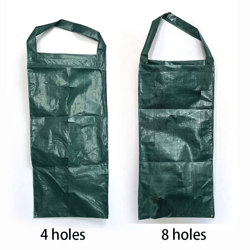 4/6/8/10 Lyukak falra akasztható termesztőtáska eperfüvesség faiskolai edény PE kerti virágzöldségtermesztő konténer erkély dekoráció