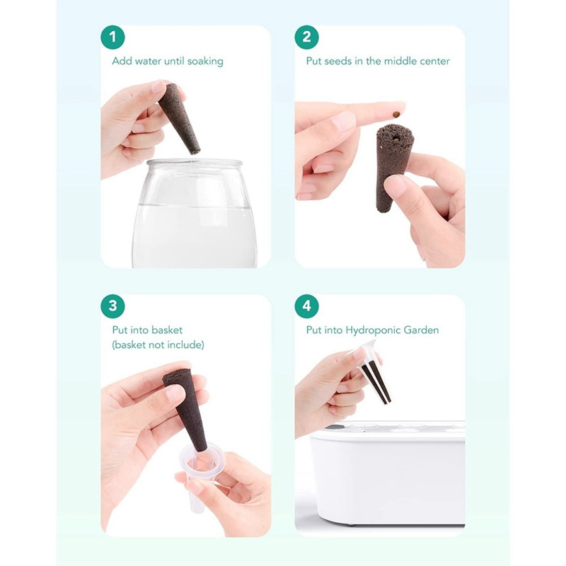 50 csomag termesztőszivacs, vetőmag indító hüvelyek cseregyökér, utántöltő hüvelyek hidroponikus beltéri kerti termesztőrendszerhez