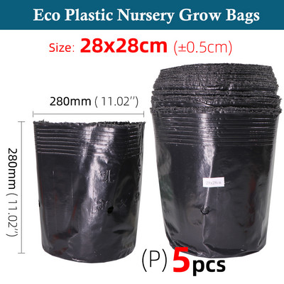 Kertészet fekete műanyag palánta ültető tál óvoda Légáteresztő cserepes táp Növekvő táska Kerti zöldséges konténer doboz 5-100 DB