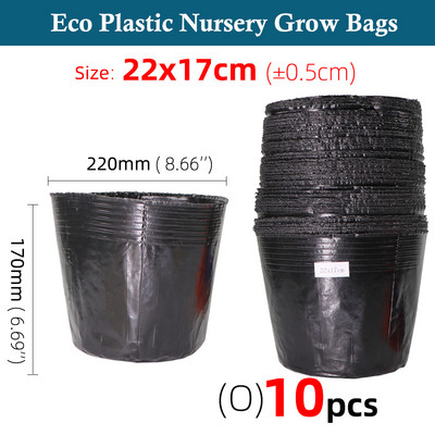 Kertészet fekete műanyag palánta ültető tál óvoda Légáteresztő cserepes táp Növekvő táska Kerti zöldséges konténer doboz 5-100 DB